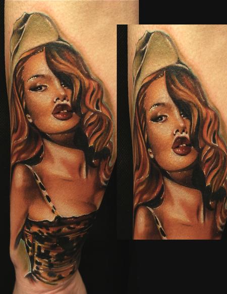 Mike Demasi - Army Pin up Color tattoo